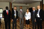 da sinistra: Tharcisse Karugarama, Ministro della Giustizia ruandese, Marco Perduca, Paul Kagame, Presidente del Ruanda, Elisabetta Zamparutti, Aldo Ajello e Sergio D'Elia